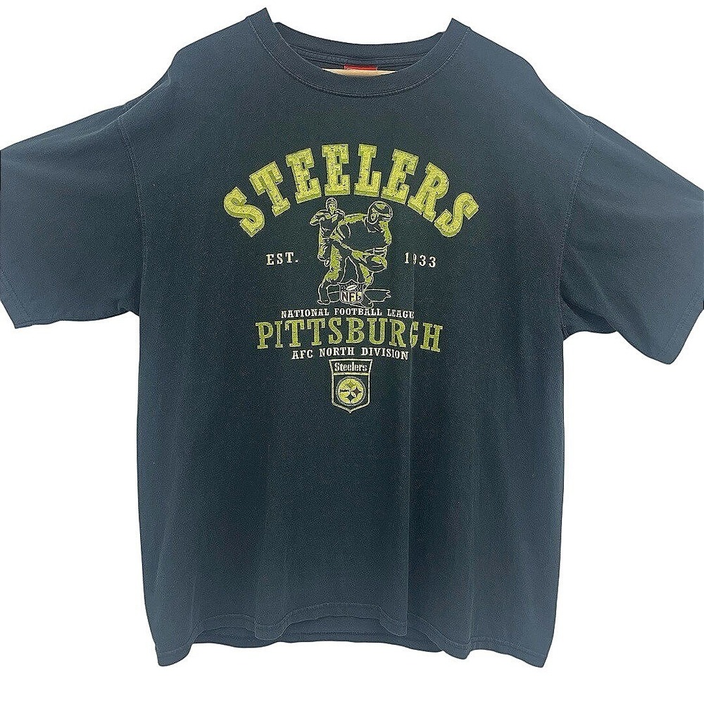 NFL Pittsburgh Steelers Graphic T-Shirt Mens XL Black Vintage 2000s‎  Cotton